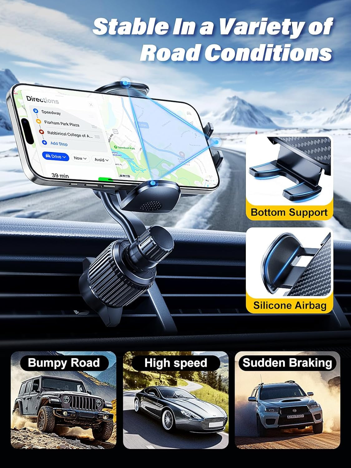 Car Vent Phone Mount, [Never Blocking Vent, Enjoy the Comfort of the A/C] Hands-Free Universal Extension Clip Air Phone Holder Car Fit for All Phones Iphone Samsung More