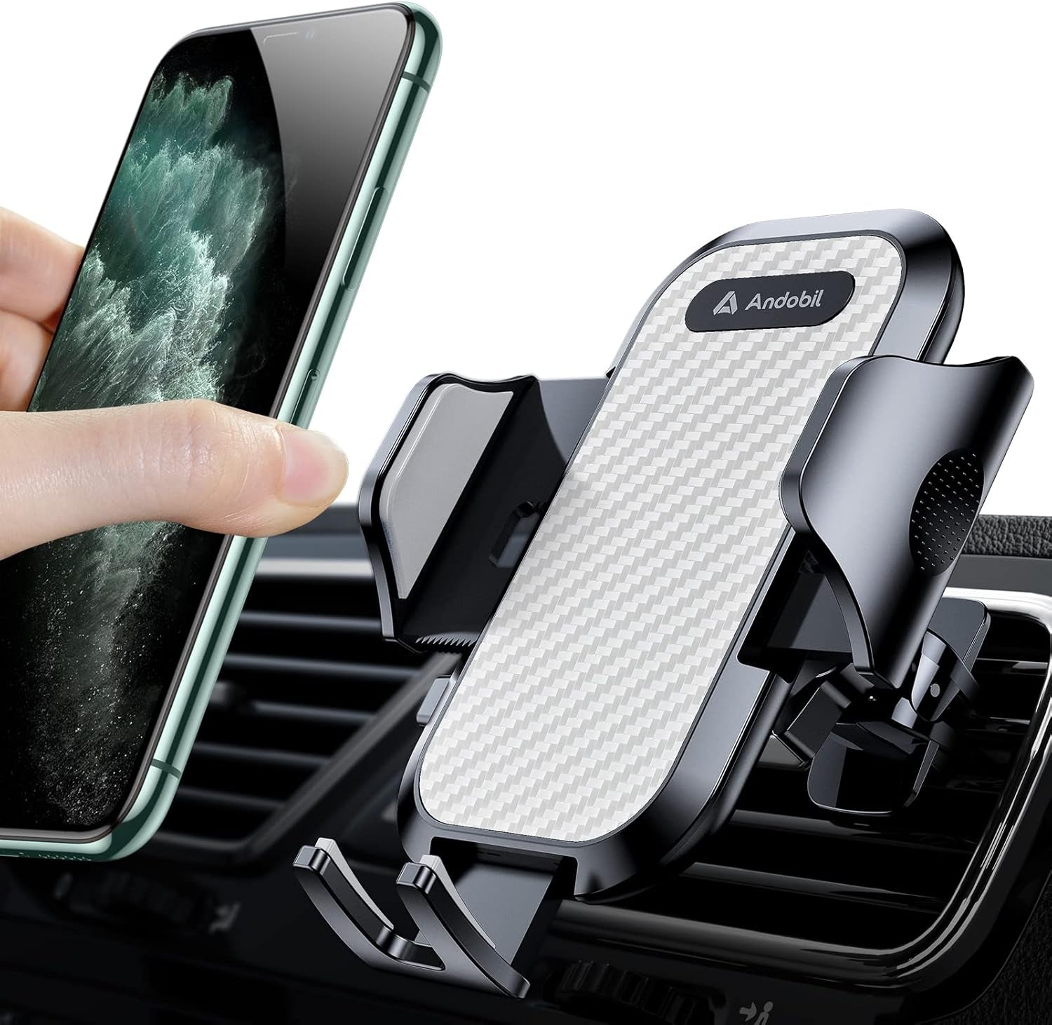 Car Phone Mount - Military Sturdy, Firmly Grip & Never Slip, Ultra Stable, Easy Used, Compatible with Iphone 16 Pro Max, 16, 15, 14, 13, 12 Android Samsung S24 S23, Silver Car Vent Accessories